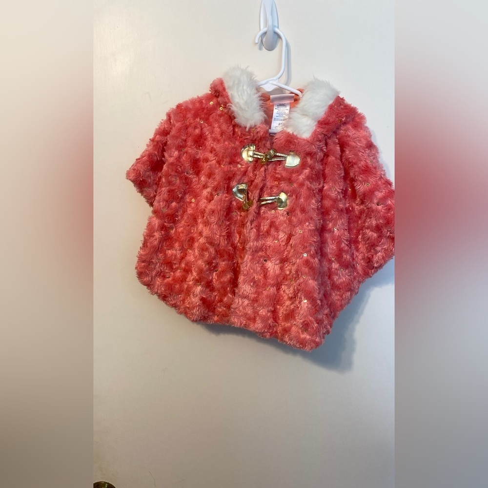 Little Lass Pink Furry Sequined Cape Hood and Ears.